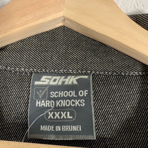 Vintage SCHOOL OF HARD KNOCKS  Y2k Jean Jacket Size 3XL - Picture 4 of 15